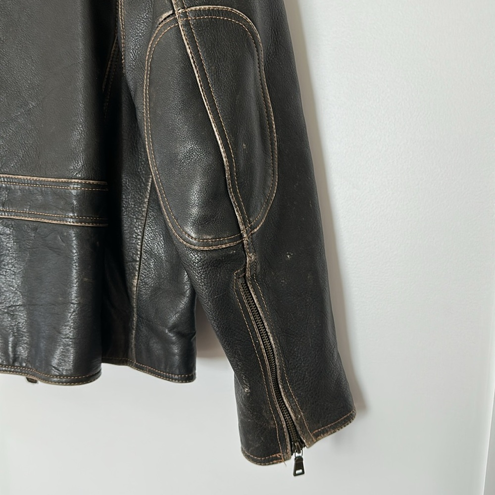 Marc New York Dark Brown Leather Motorcycle Jacket - Picture 4 of 5